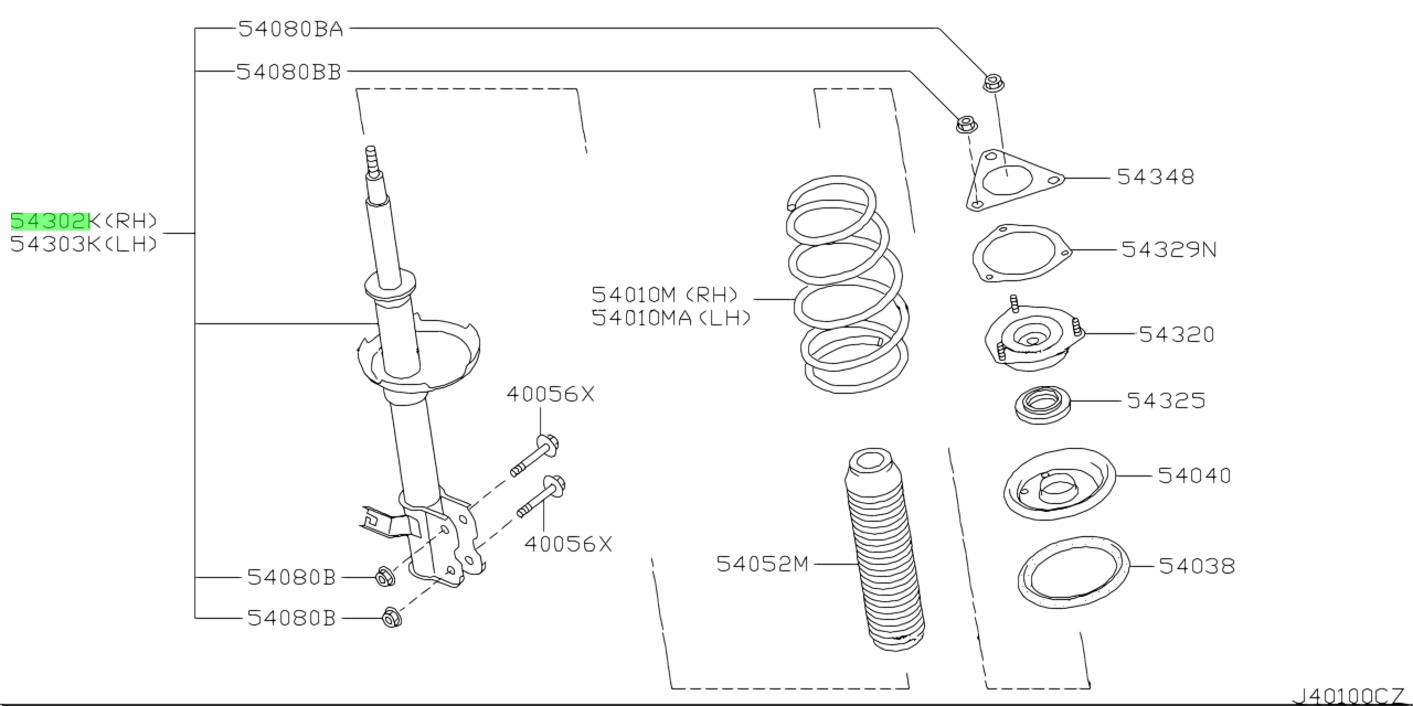 Buy Genuine Nissan 543026N025 (54302-6N025) Strut Kit, Front Suspension ...