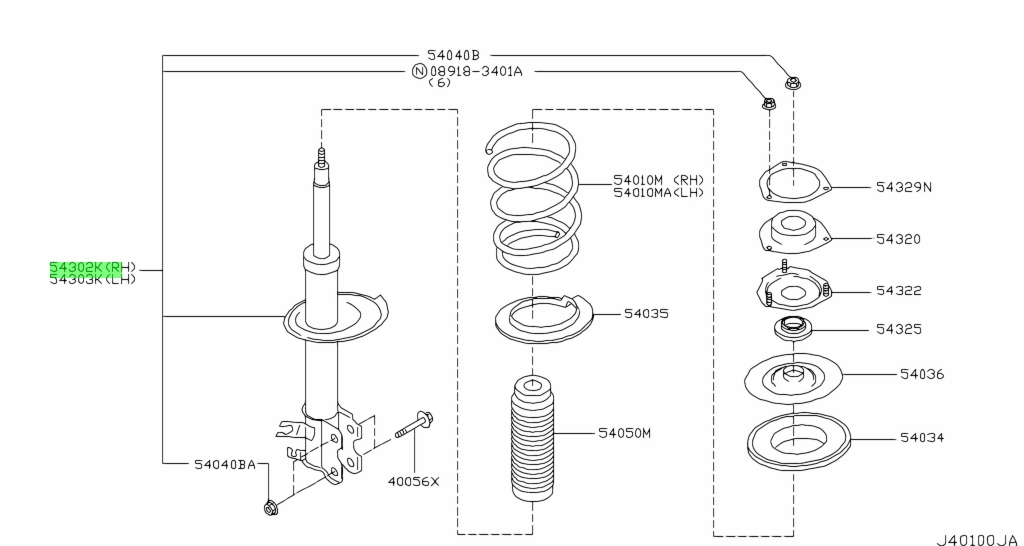 Buy Genuine Nissan 543029Y026 (54302-9Y026) Strut Kit, Front Suspension ...