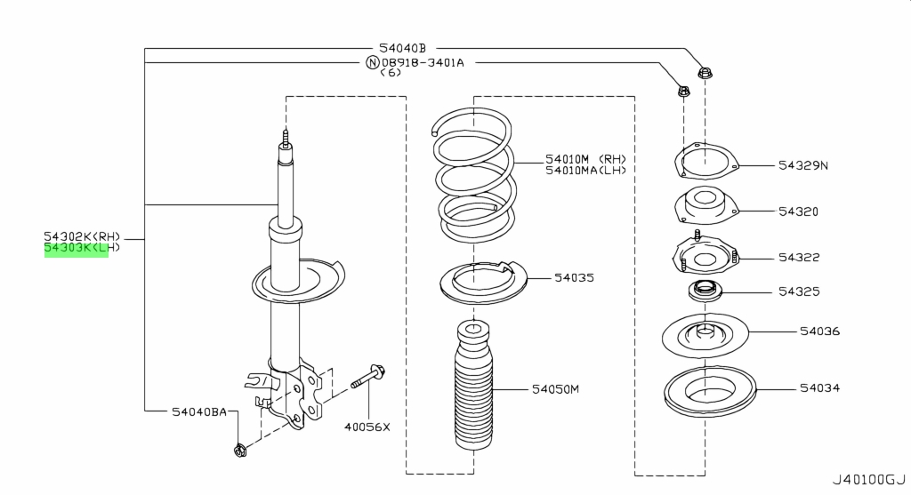 Buy Genuine Nissan 54303CB125 (54303-CB125) Strut Kit, Front Suspension ...