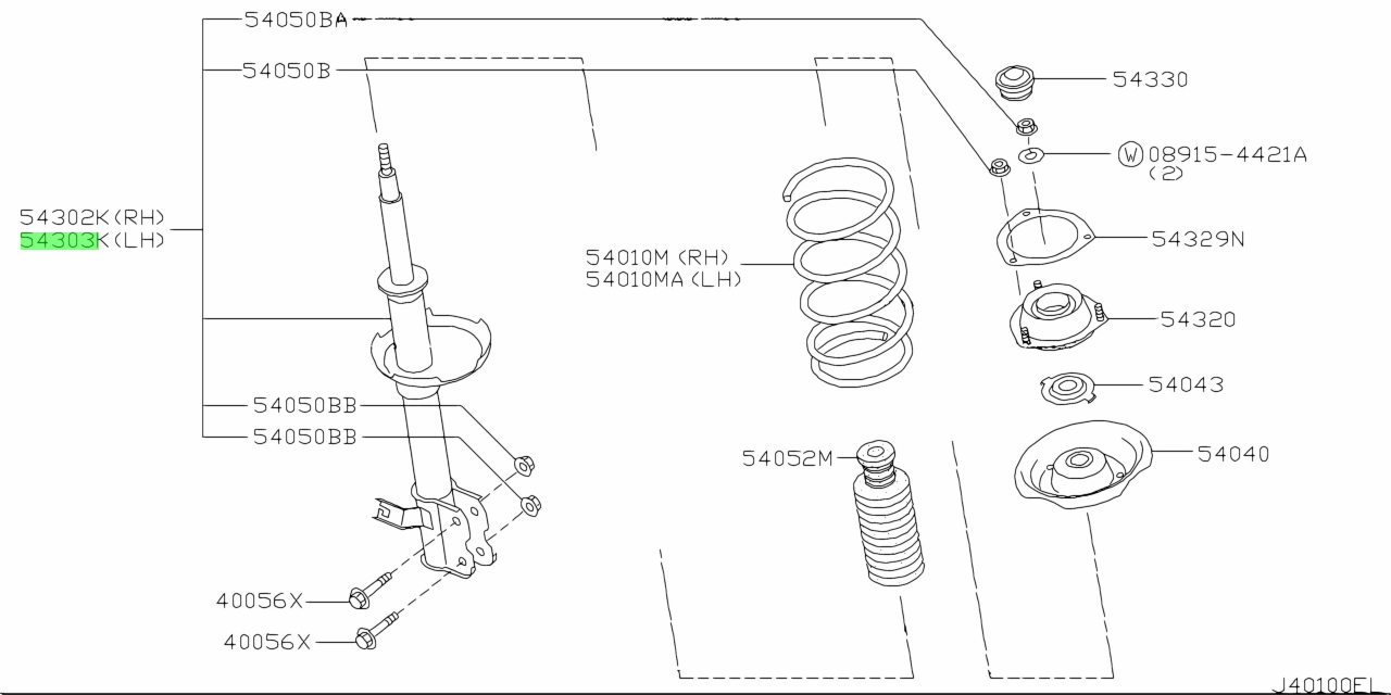 Buy Genuine Nissan 54303WA426 (54303-WA426) Strut Kit, Front Suspension ...