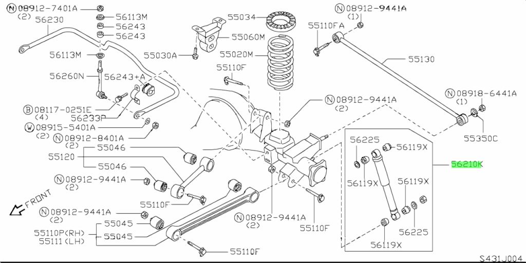 Buy Genuine Nissan 562101F126 (56210-1F126) Absorber Kit, Shock Rear ...