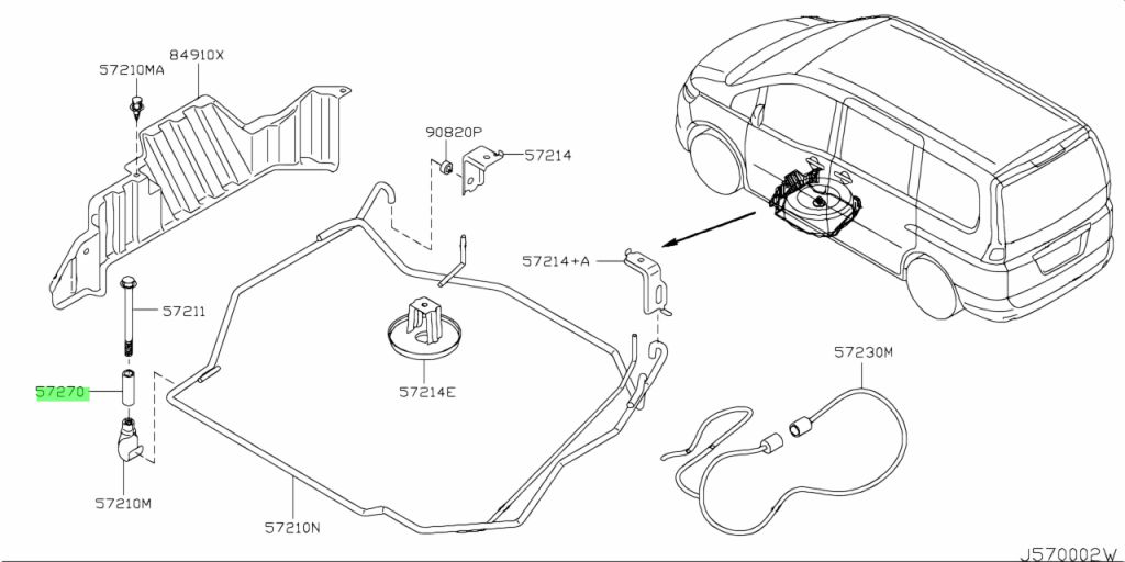 nissan serena spare tyre location