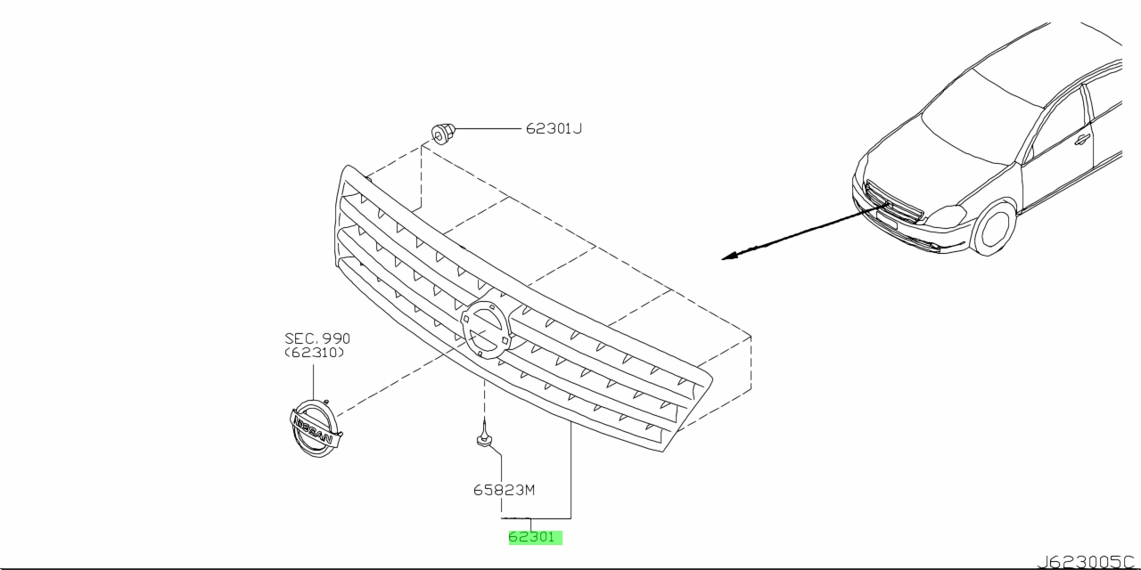 Buy Genuine Nissan 623109W60A (62310-9W60A) Grille Assembly, Front for ...