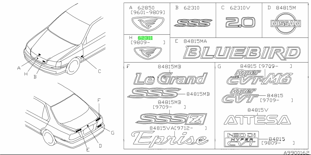 Buy Genuine Nissan 62892ak000 (62892-ak000) Ornament, Front For Nissan 