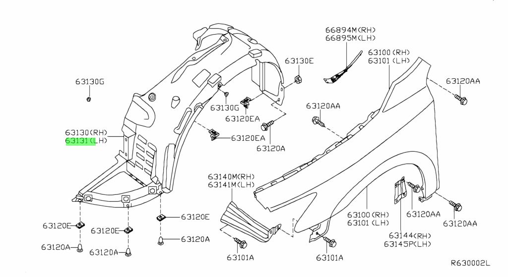 Buy Genuine Nissan 63843ZX70B (63843-ZX70B) Protector-Front Fender