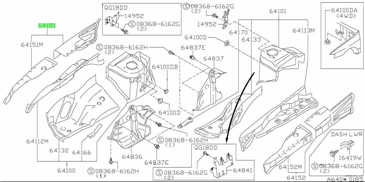 Buy Genuine Nissan 641803J100 (64180-3J100) Reinforcement, Hood Ridge ...