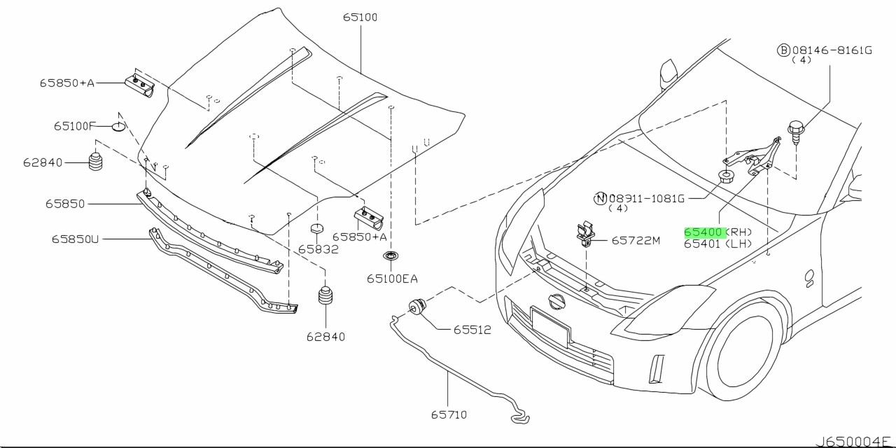 Buy Genuine Nissan 65400CD70A (65400-CD70A) Hinge Assembly, Hood Rh ...