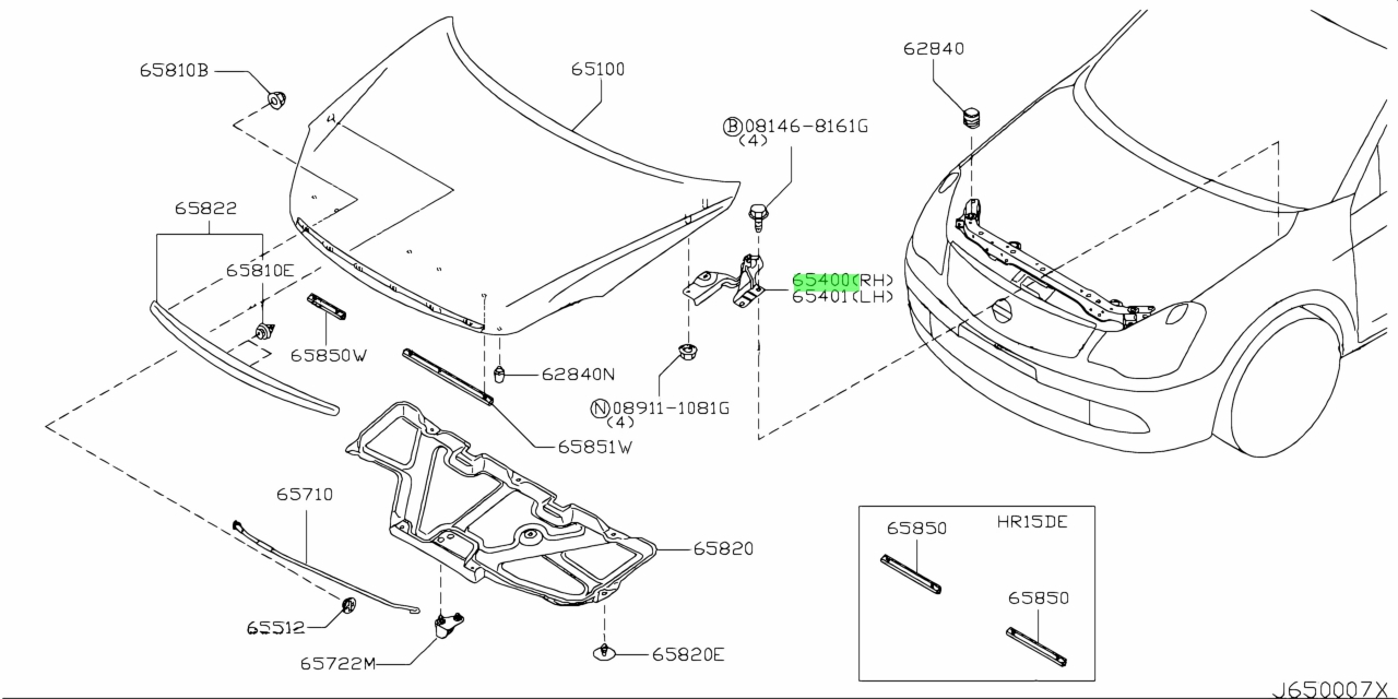 Buy Genuine Nissan 65400EW000 (65400-EW000) Hinge Assembly, Hood Rh ...