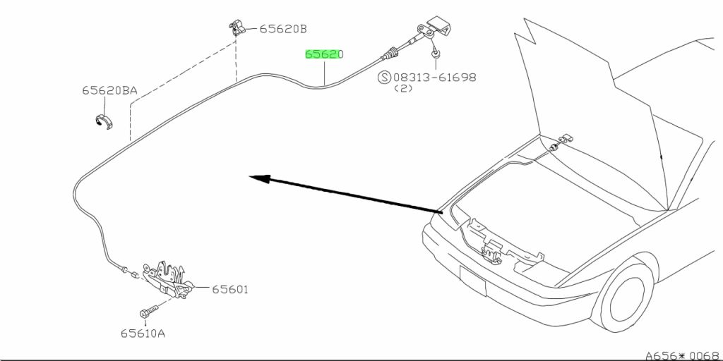 Genuine Nissan 6562035F45 - CABLE ASSEMBLY, HOOD LOCK