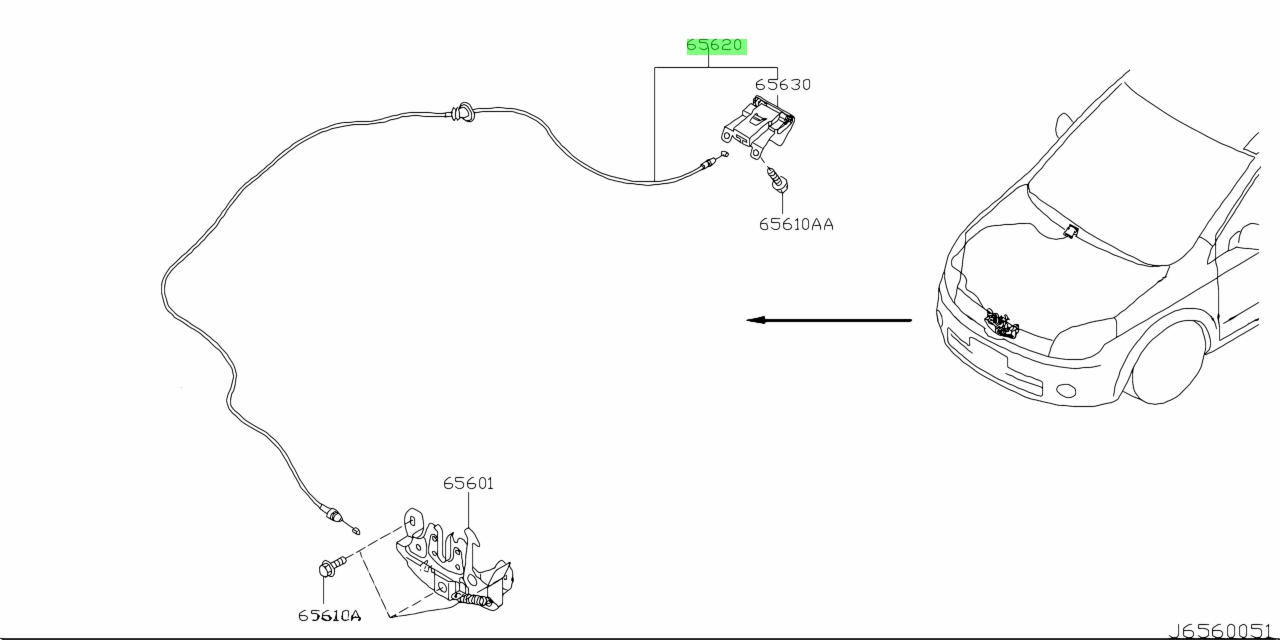 Buy Genuine Nissan 65621EN000 (65621-EN000) Cable Assembly, Hood Lock ...