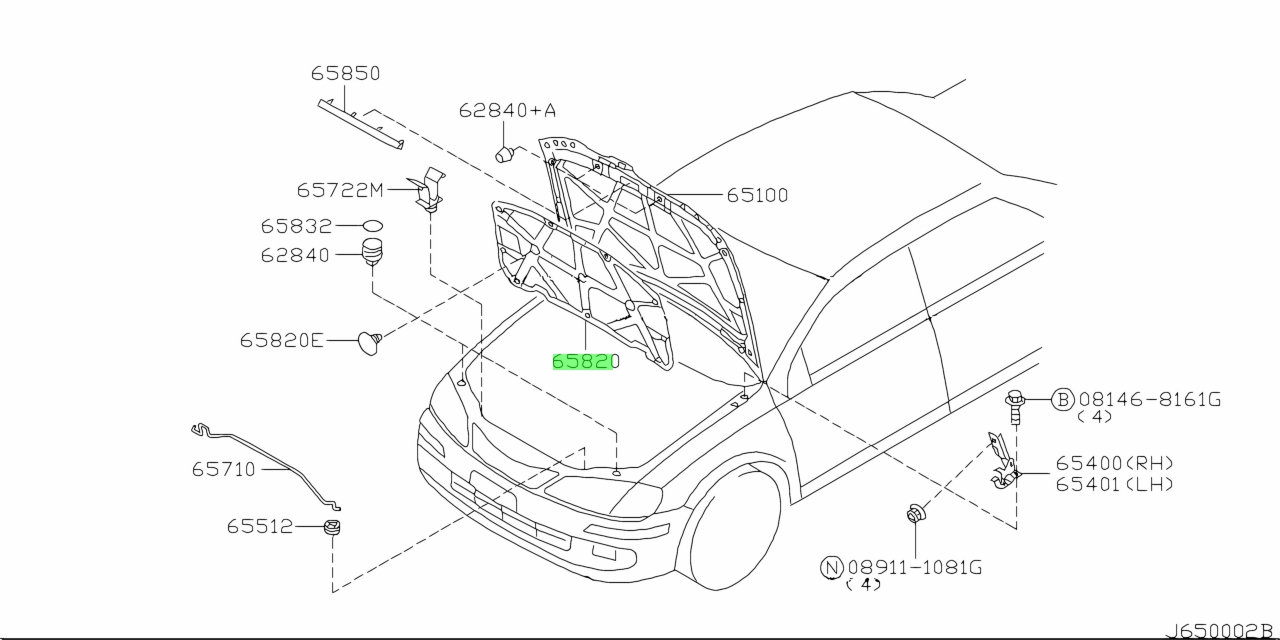 Buy Genuine Nissan 658404M400 (65840-4M400) Insulator, Hood. Prices ...