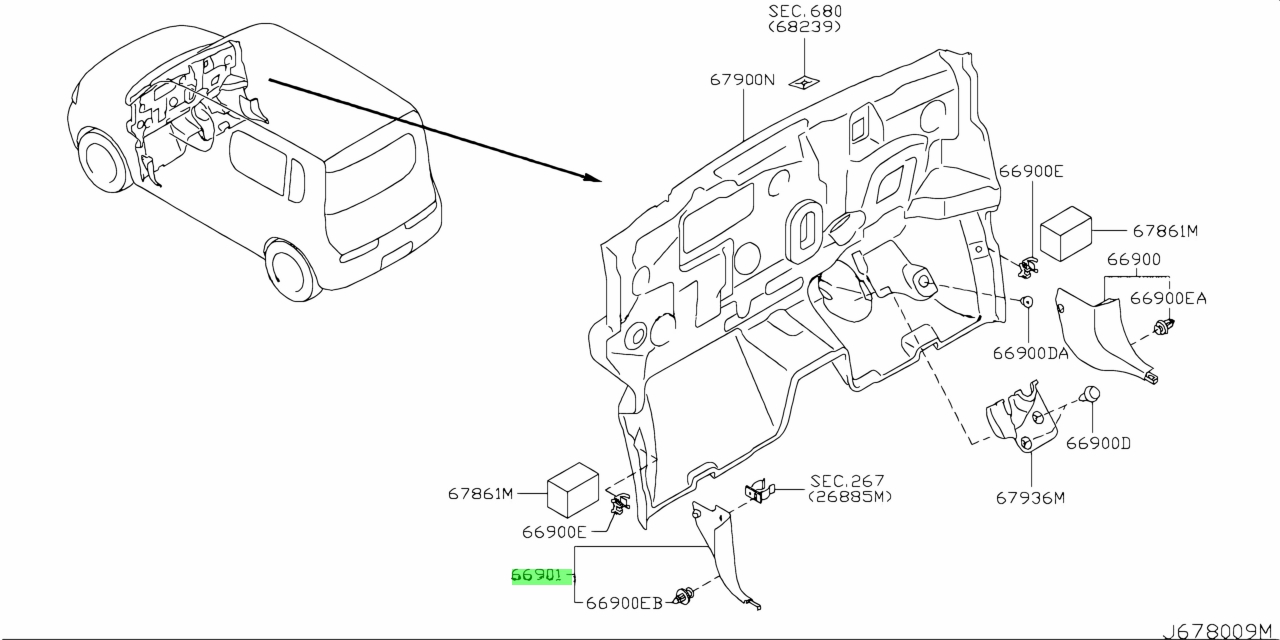 Buy Genuine Nissan 669011fa0a (66901-1fa0a) Finisher, Dash Side Lh For 