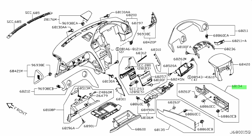 Buy Genuine Nissan 68134JF00A (68134-JF00A) Panel, Instrument Side Rh ...