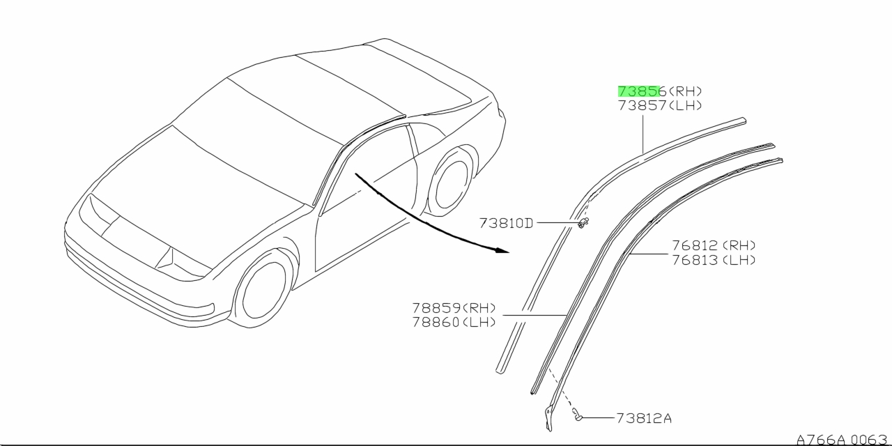 Buy Genuine Nissan 7385230P00 (73852-30P00) Molding, Roof Side Rh