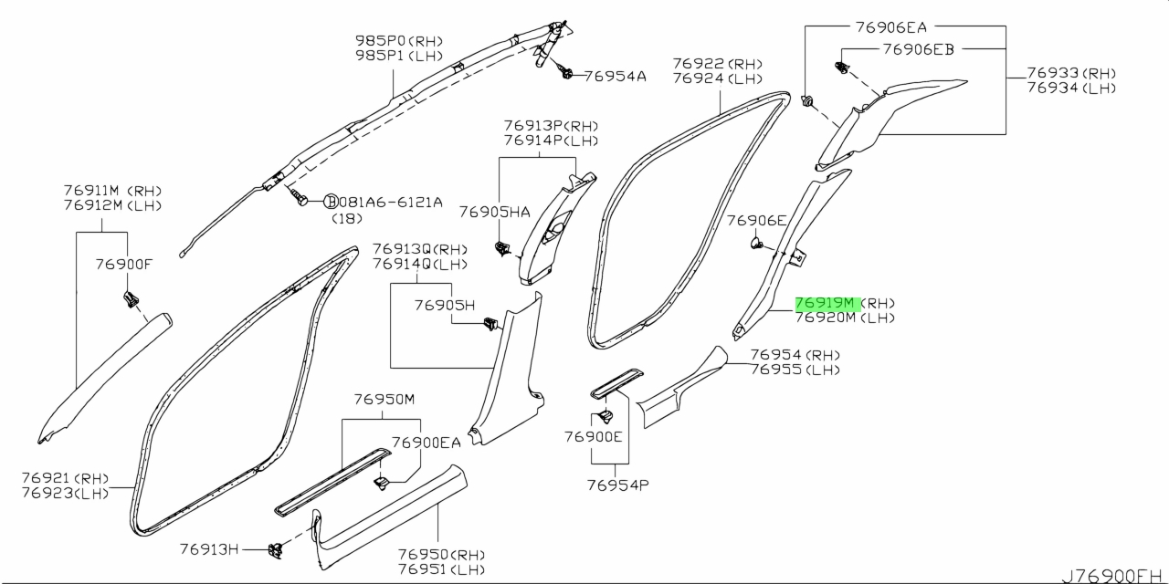 Buy Genuine Nissan 76917JK000 (76917-JK000) Garnish, Rear Wheel House ...