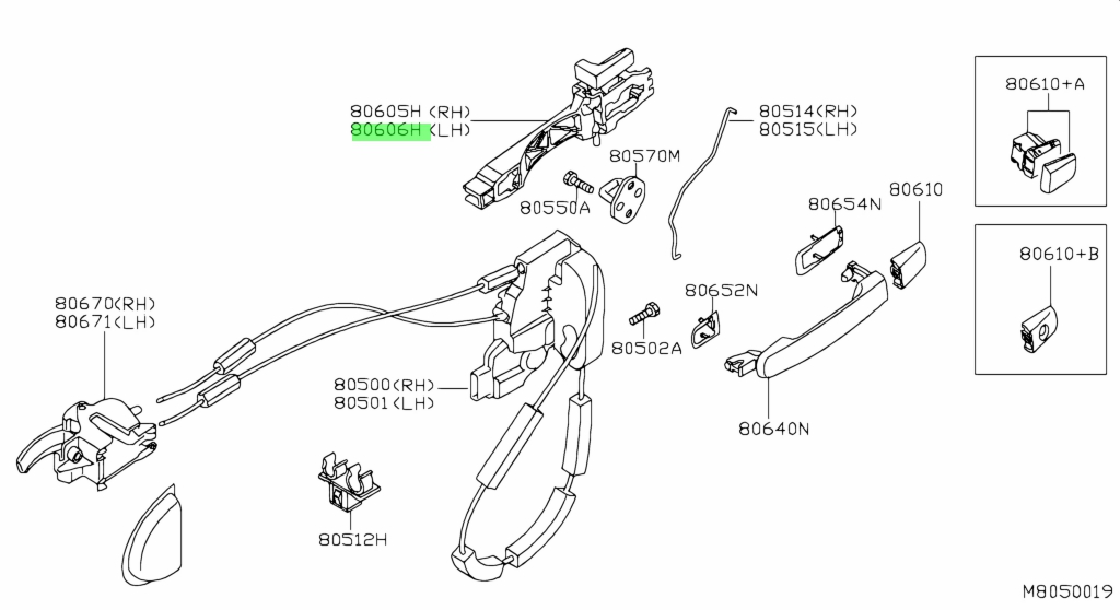 Buy Genuine Nissan 80611EB30B (80611-EB30B) Bracket-Outside Handle ...