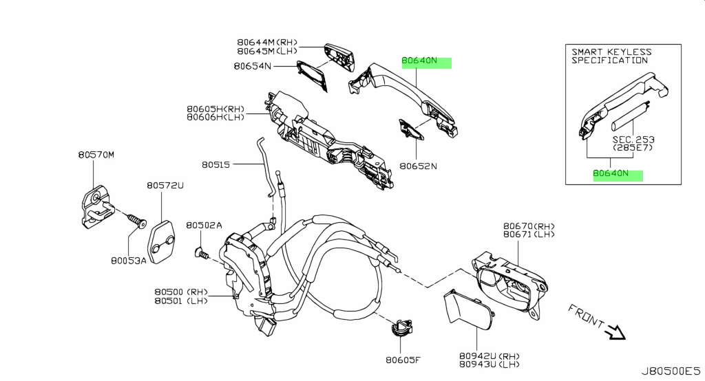 Buy Genuine Nissan 806401LA0B (80640-1LA0B) Grip-Outside Handle. Prices ...