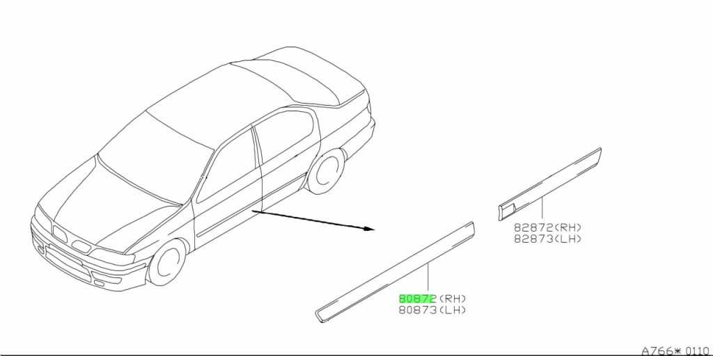 Buy Genuine Nissan 808703J111 (80870-3J111) Molding, Front Door Rh ...
