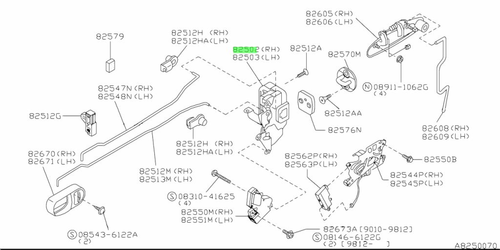 Buy Genuine Nissan 825024H510 (82502-4H510) Lock Assembly, Rear Door Rh ...