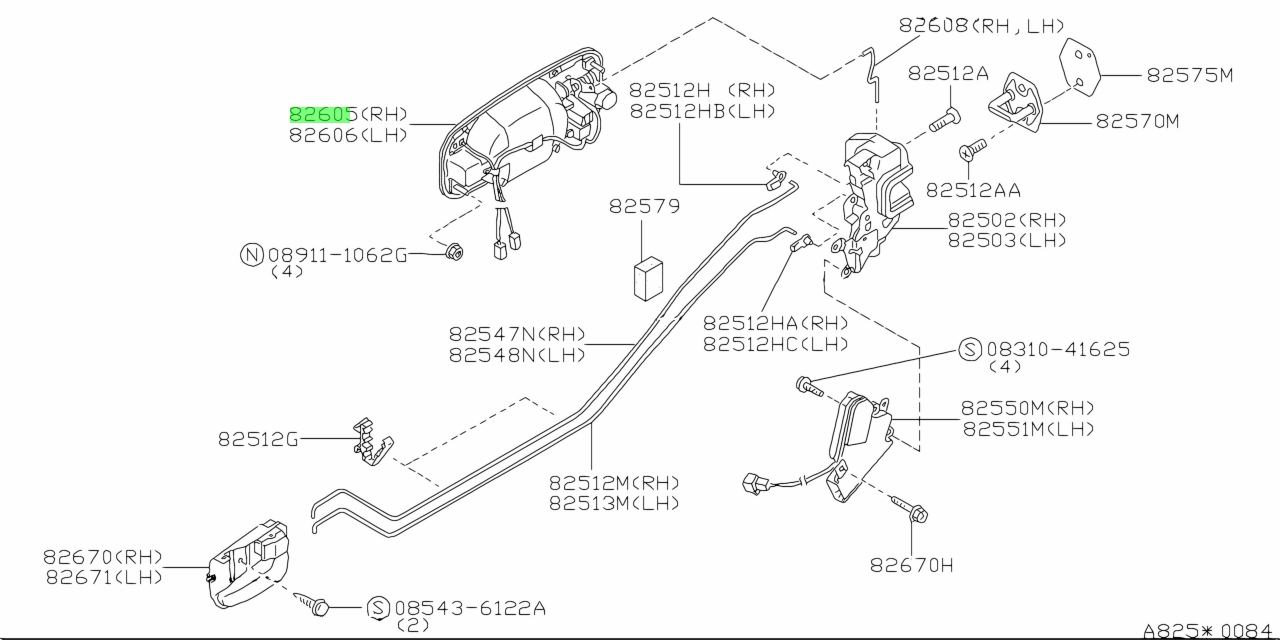 Buy Genuine Nissan 826062P060 (82606-2P060) Handle Assembly, Rear Door ...