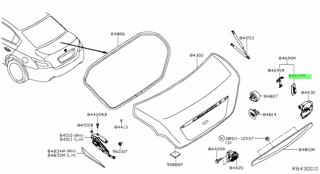 Buy Genuine Nissan 846947Y000 (84694-7Y000) Holder-Inside Handle ...