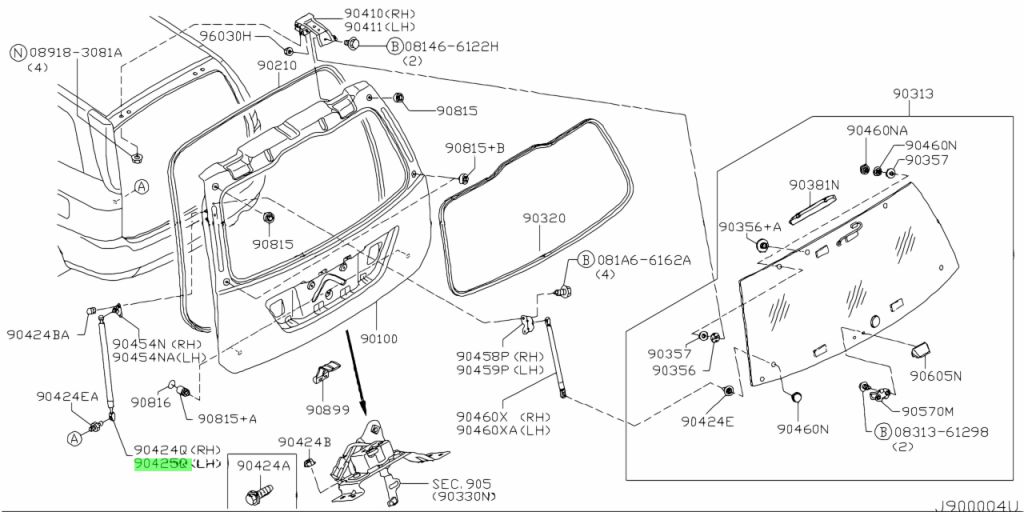 Buy Genuine Nissan 90451CN000 (90451-CN000) Stay Assembly, Back Door Lh ...