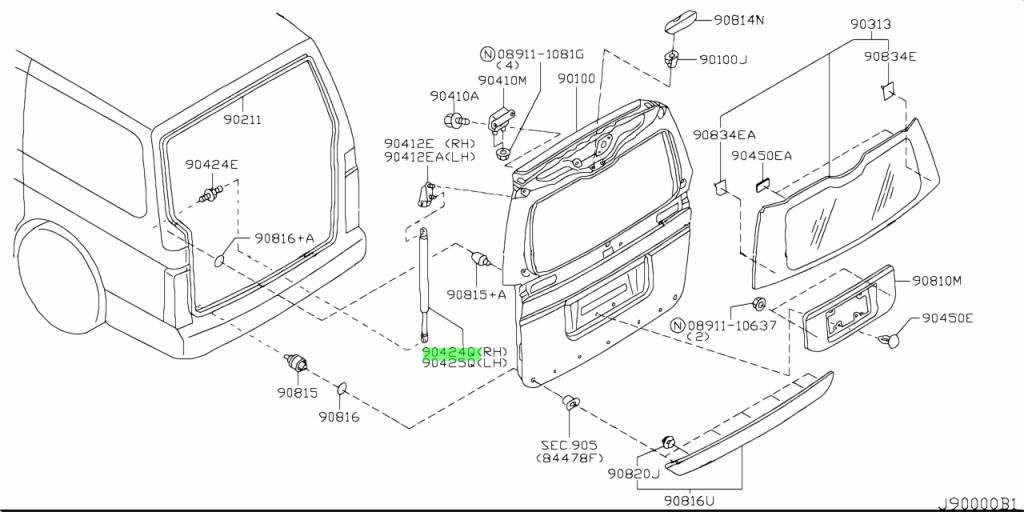 Buy Genuine Nissan 90452WL600 (90452-WL600) Stay Assembly, Back Door Rh ...