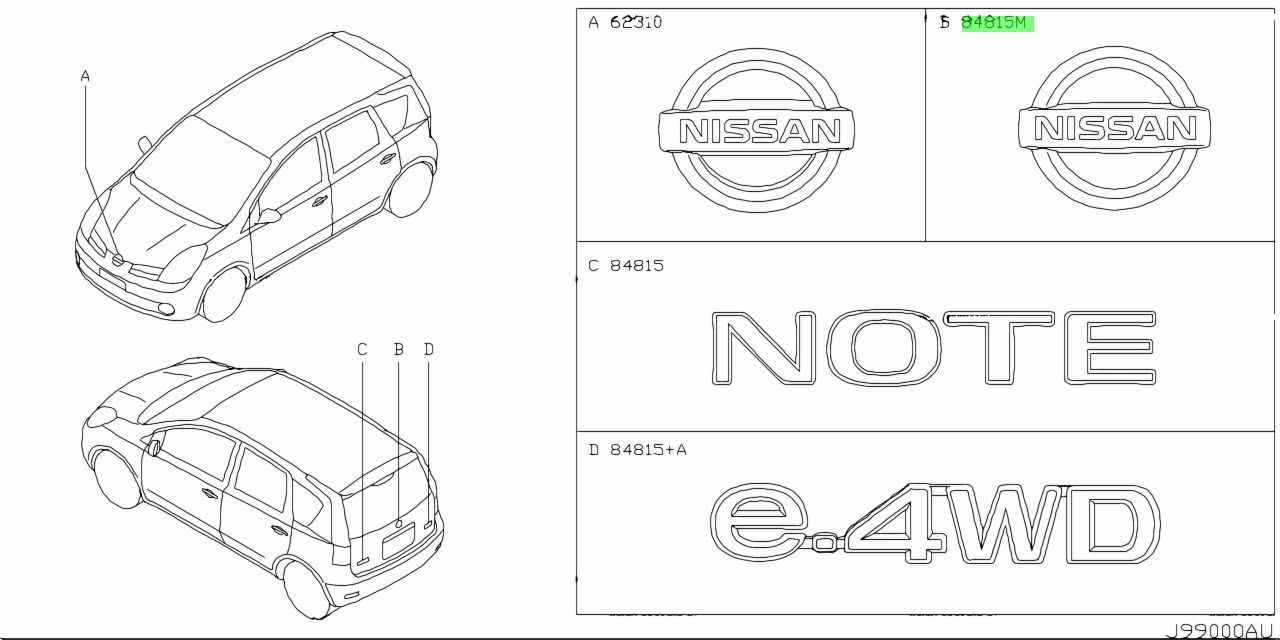 Длина ниссан ноут. Эмблема Nissan Note e11 передняя. 62890-1u600. 62890-1aa0a. Nissan Note e11 чертеж.