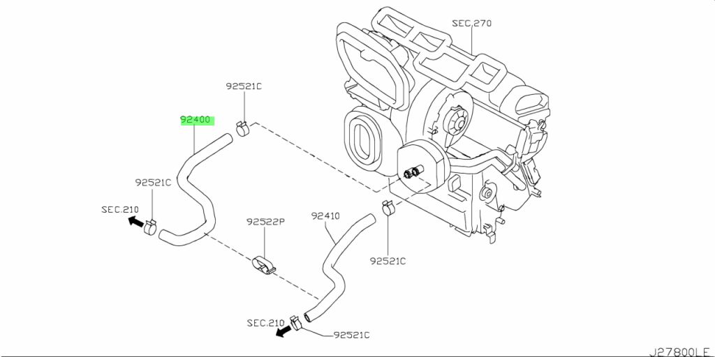 Buy Genuine Nissan 92400JG300 (92400-JG300) Hose, Heater Inlet. Prices ...