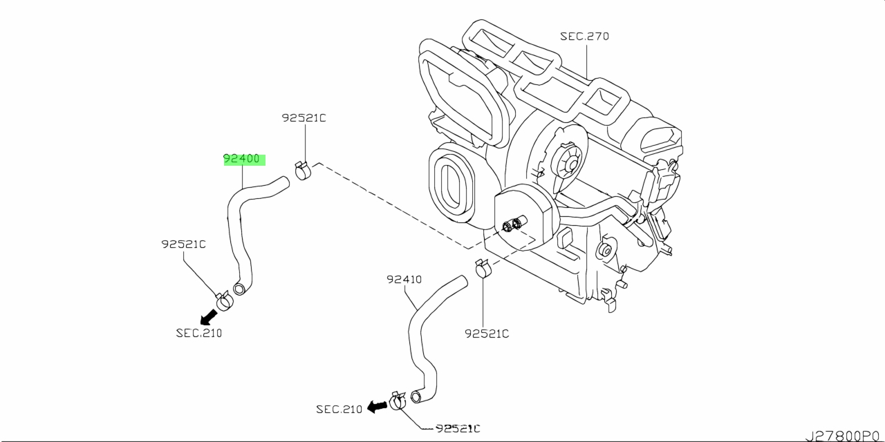 Buy Genuine Nissan 92400JH100 (92400-JH100) Hose, Heater Inlet for ...