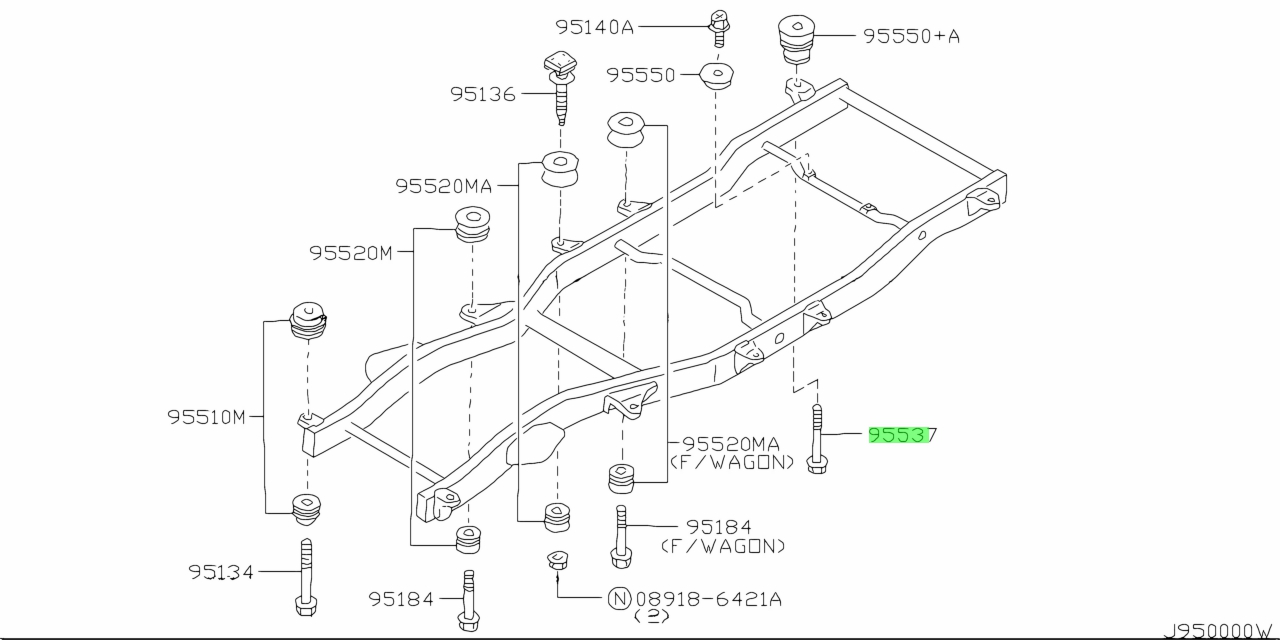 Buy Genuine Nissan 95556VD300 (95556-VD300) Bolt, Body Mounting Fifth ...