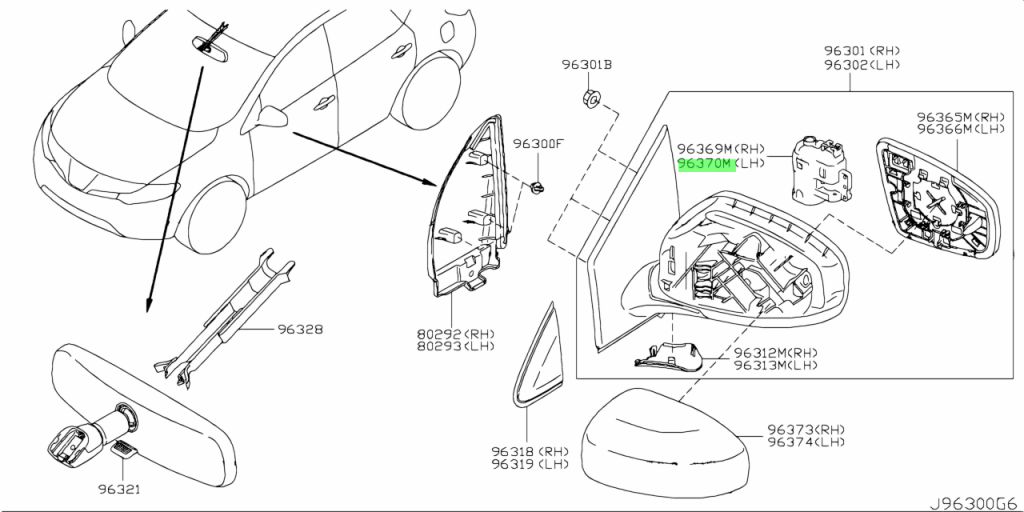 Buy Genuine Nissan 963701AA0C (96370-1AA0C) Power Fold Unit, Mirror Lh ...