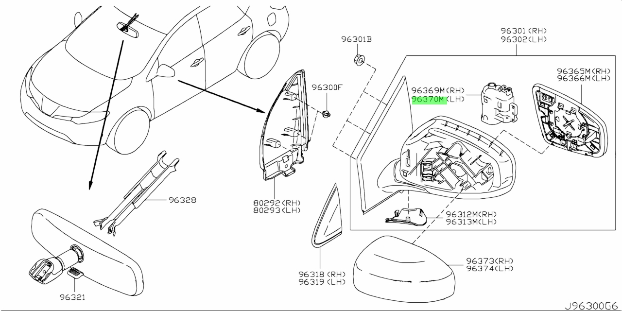 Buy Genuine Nissan 963701aa0c (96370-1aa0c) Power Fold Unit, Mirror Lh 