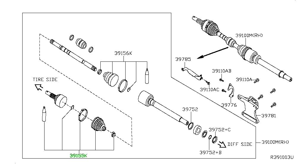 Buy Genuine Nissan C9241EL00J (C9241-EL00J) Dust Boot Kit-Repair,outer ...