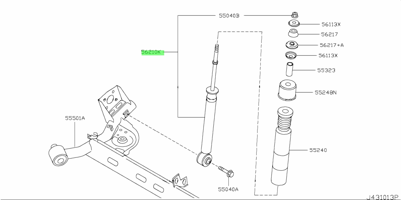 Buy Genuine Nissan E62101FA0B (E6210-1FA0B) Absorber Kit, Shock Rear ...