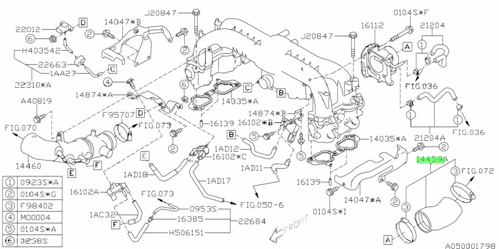 Buy Genuine Subaru 14459AA460 Duct Assembly-Air Intake. Prices, fast ...