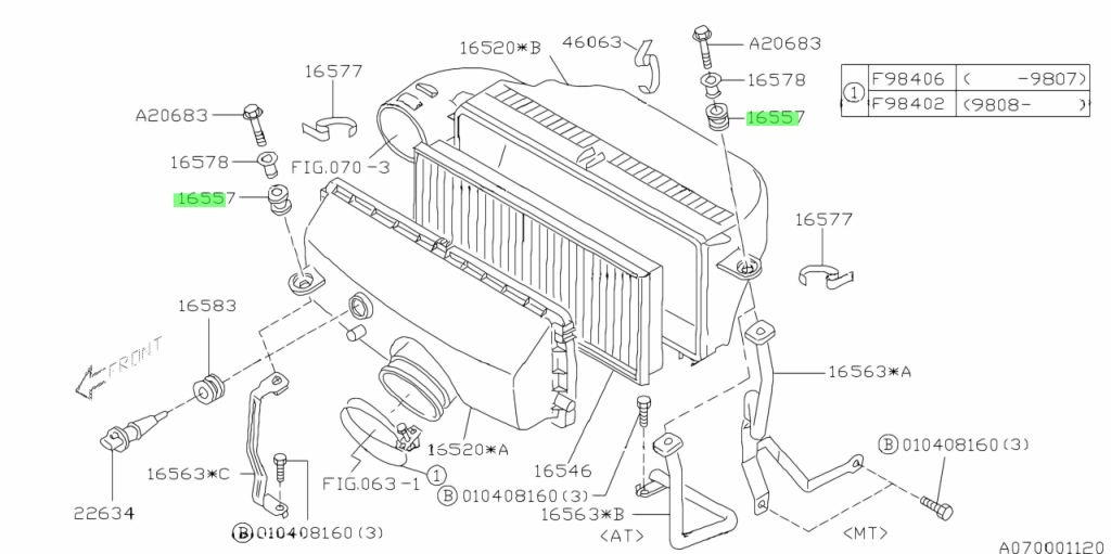 Genuine Subaru 16557AA020 - CUSHION-AIR CLEANER