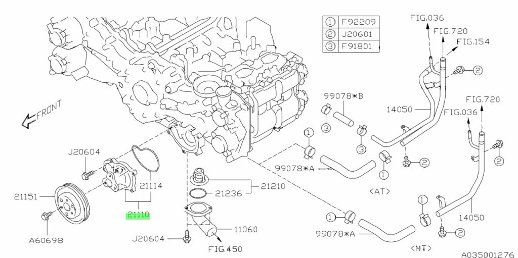 Buy Genuine Subaru 21110AA690 Water Pump Assembly. Prices, fast ...