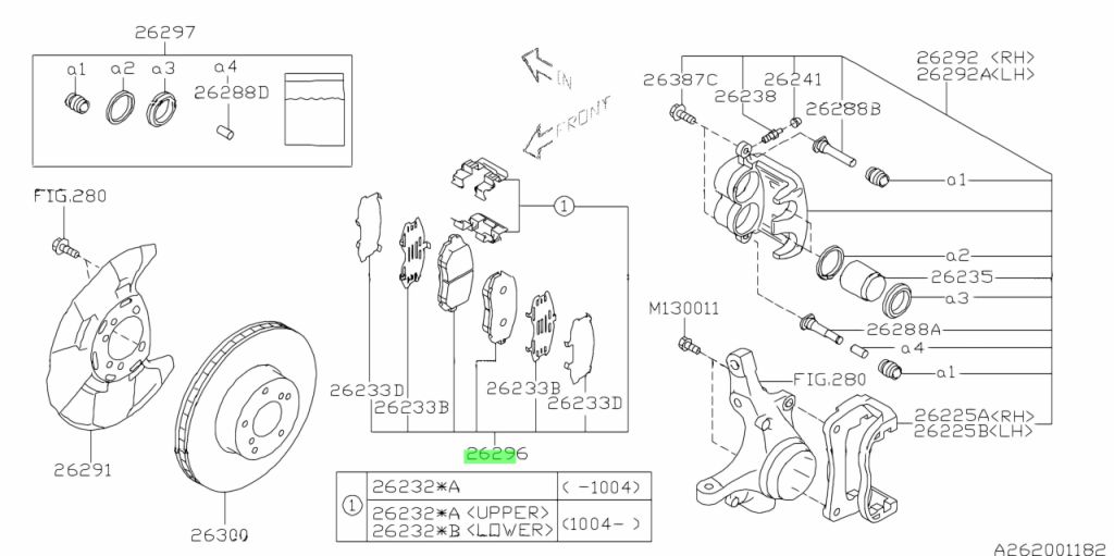 Buy Genuine Subaru 26296SC010 Pad Kit-Front Disk Brake. Prices, fast ...