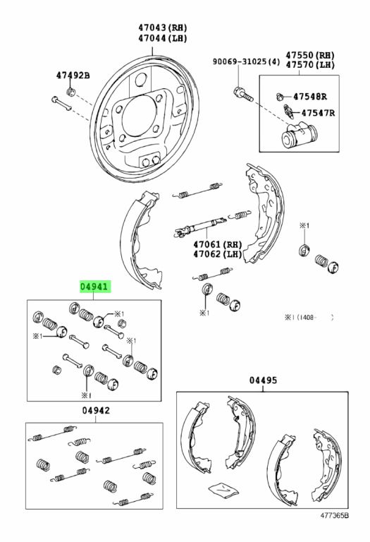 Buy Genuine Toyota 049410D110 (04941-0D110) Spring Kit, Rear Brake Shoe ...