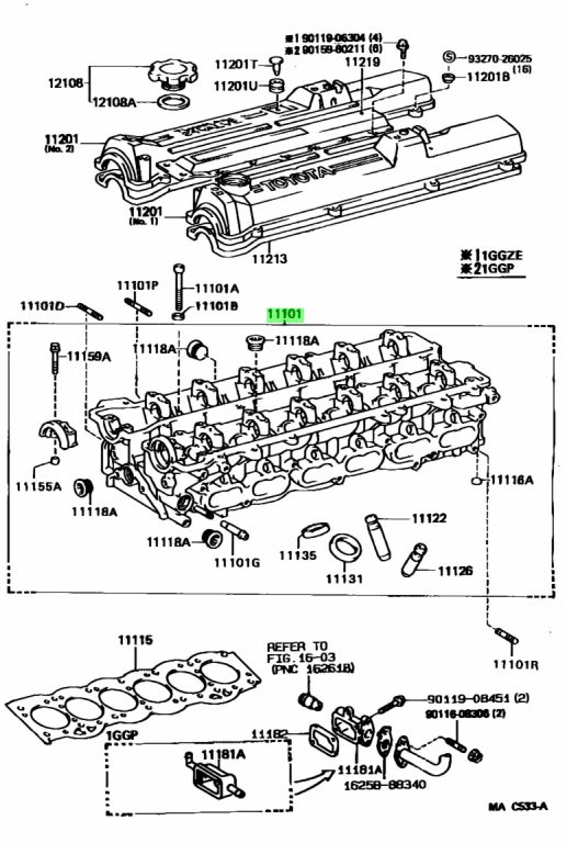 Buy Genuine Toyota 1110154110 (11101-54110) Head Sub-Assy, Cylinder ...