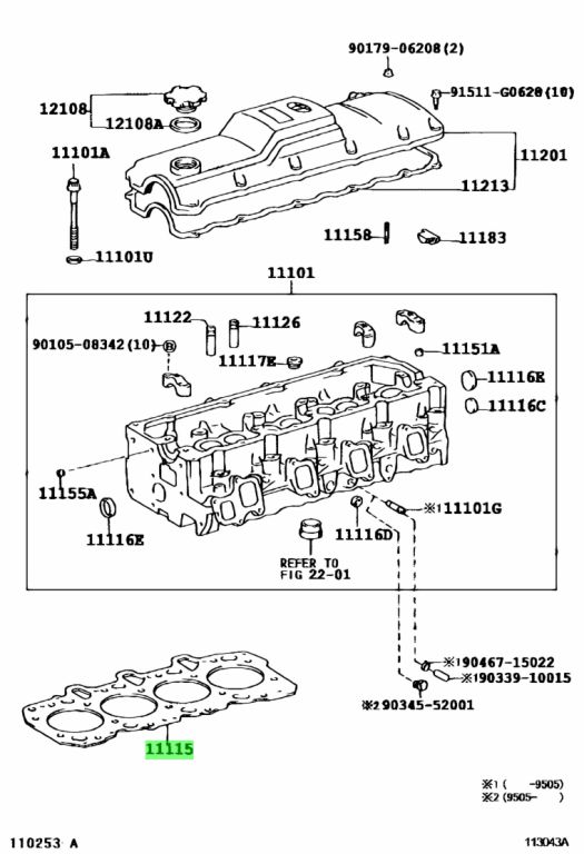 Buy Genuine Toyota 1111554130D0 (11115-54130-D0) Gasket, Cylinder Head ...