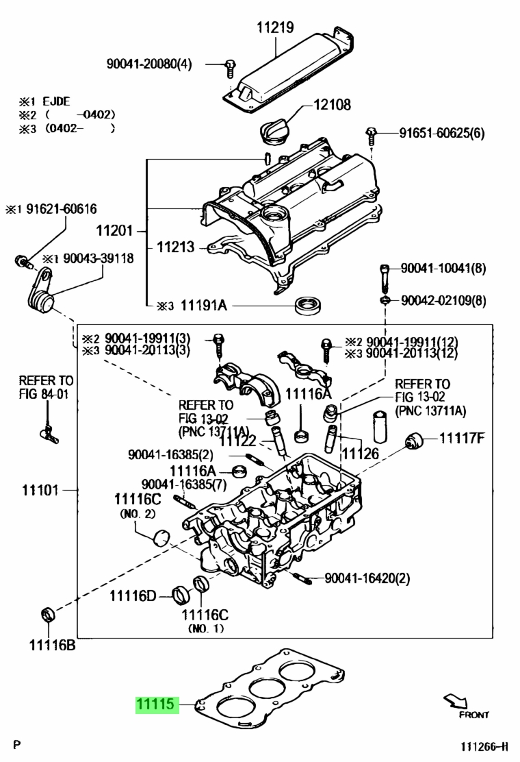 Buy Genuine Toyota 1111597201 (11115-97201) Gasket, Cylinder Head for ...