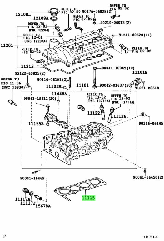 Buy Genuine Toyota 1111597201 (11115-97201) Gasket, Cylinder Head for ...