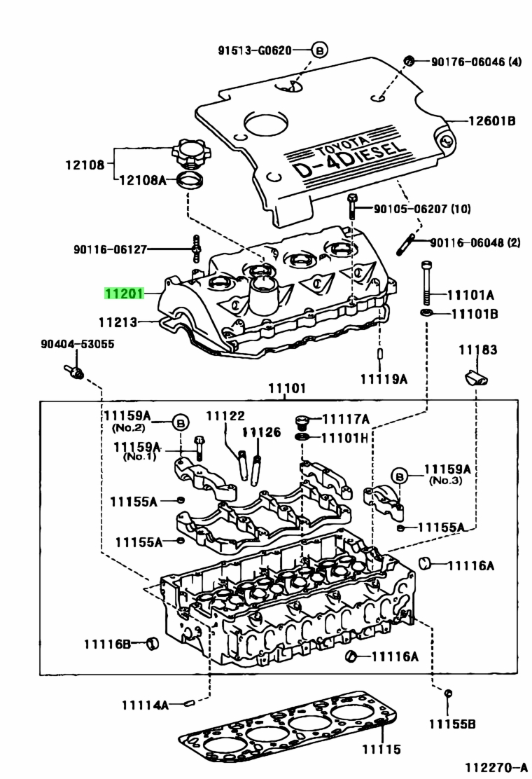 Buy Genuine Toyota 1120127031 (11201-27031) Cover Sub-Assy, Cylinder ...