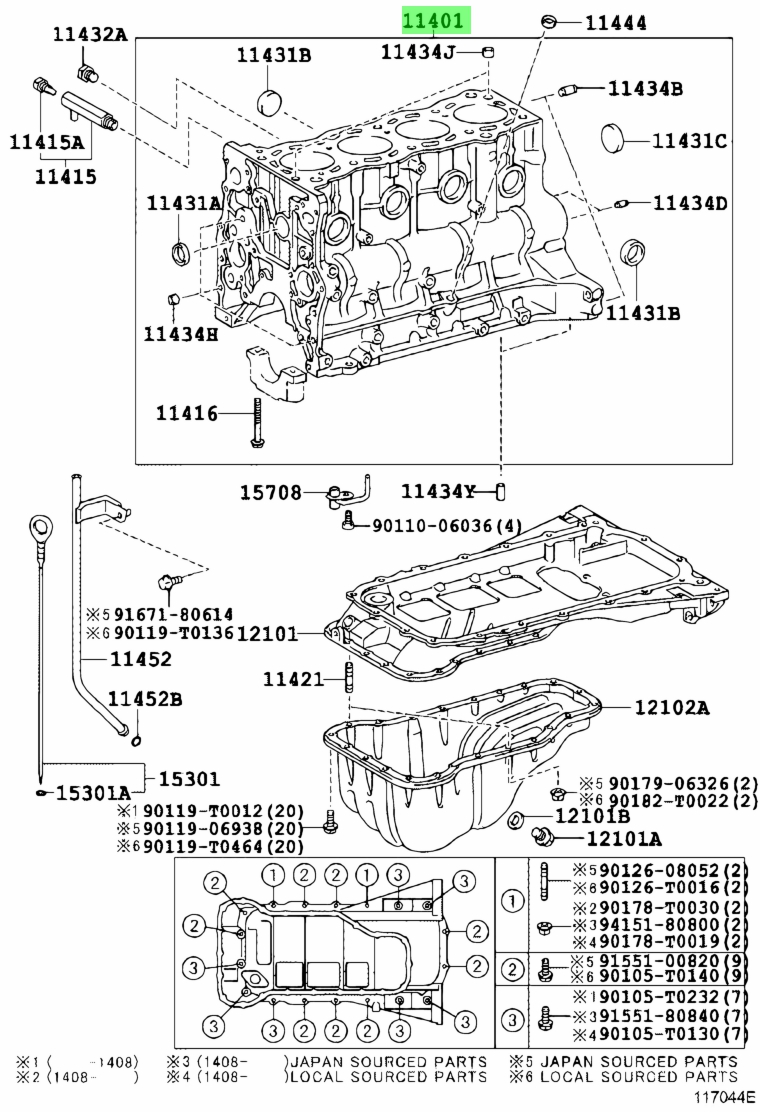 Buy Genuine Toyota 1140109412 (11401-09412) Block Sub-Assy, Cylinder ...