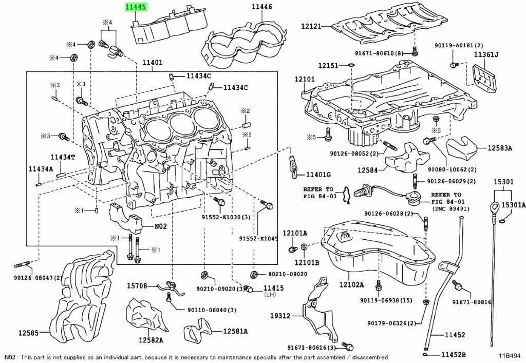 Buy Genuine Toyota 1144531050 (11445-31050) Spacer, Cylinder Block ...