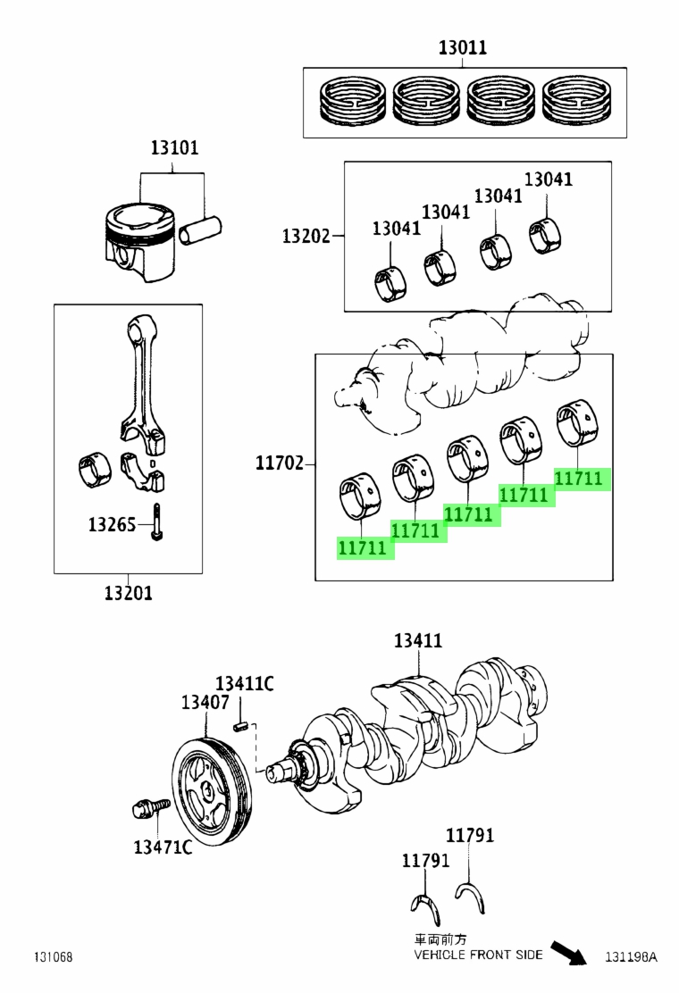 Buy Genuine Toyota 117012103101 (11701-21031-01) Bearing, Crankshaft.  Prices, fast shipping, photos, weight - Amayama