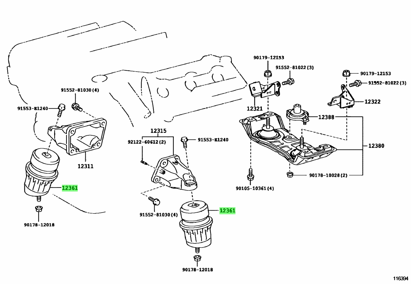 Buy Genuine Toyota 1236131100 (12361-31100) Insulator, Engine Mounting ...