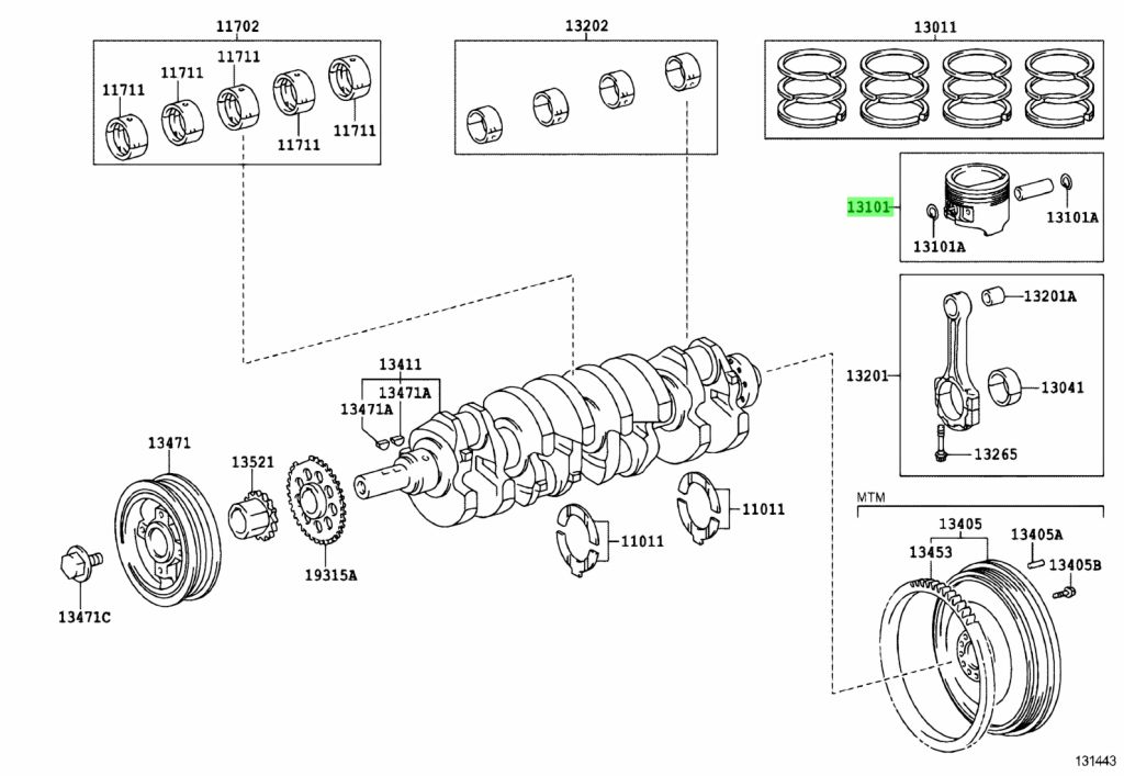 Buy Genuine Toyota 131010C010 (13101-0C010) Piston Sub-Assy, W/pin. Photos,  weight - Amayama